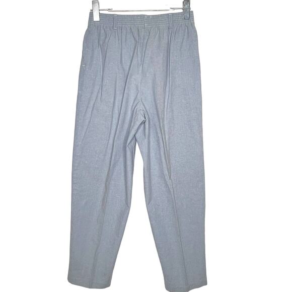 SYMMETRY Chambray High-Rise Trouser Pants Belted Elastic Waist Cotton Blue 10P - Picture 1 of 8